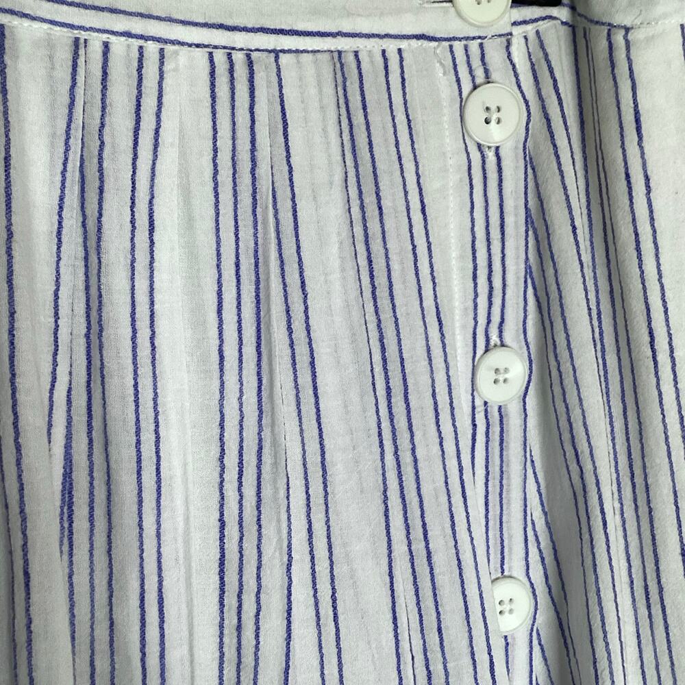 Avec Les Filles Carina White Blue Stripe Side Button Wrap Midi Skirt M - Picture 7 of 9